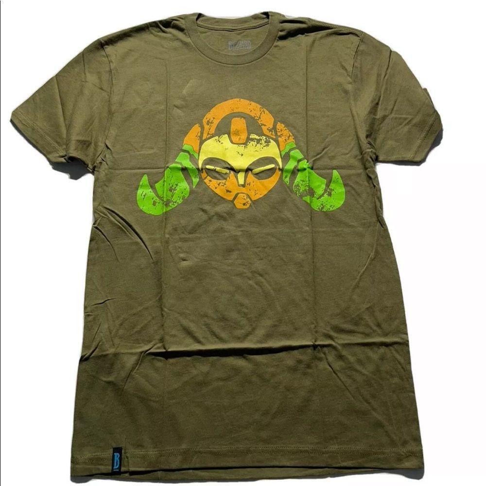 Overwatch Men's T-Shirt Orisa (Size S) Character Print T-Shirt - Khaki - New